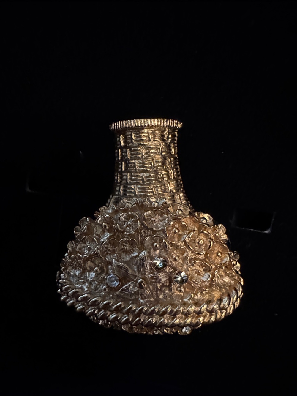 Vintage Avon Gold Decorative Floral Accent Vase - Home Accents